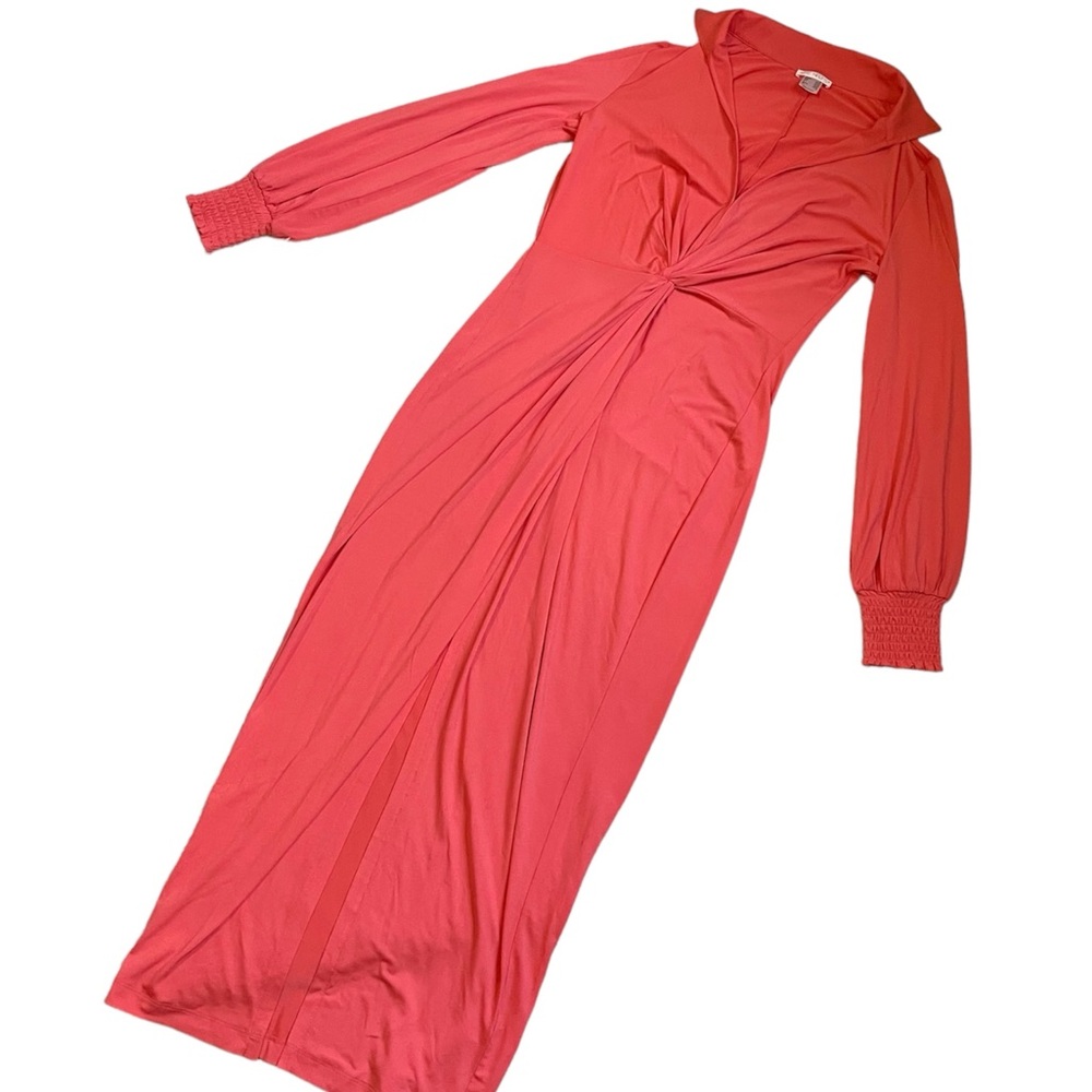 Venus coral front tie knotted maxi dress
